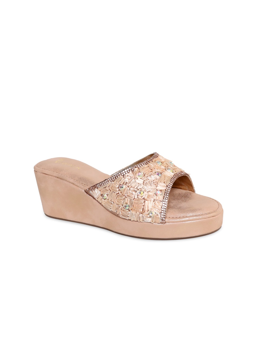 

V-WALK Embellished Open Toe Party Wedges, Gold