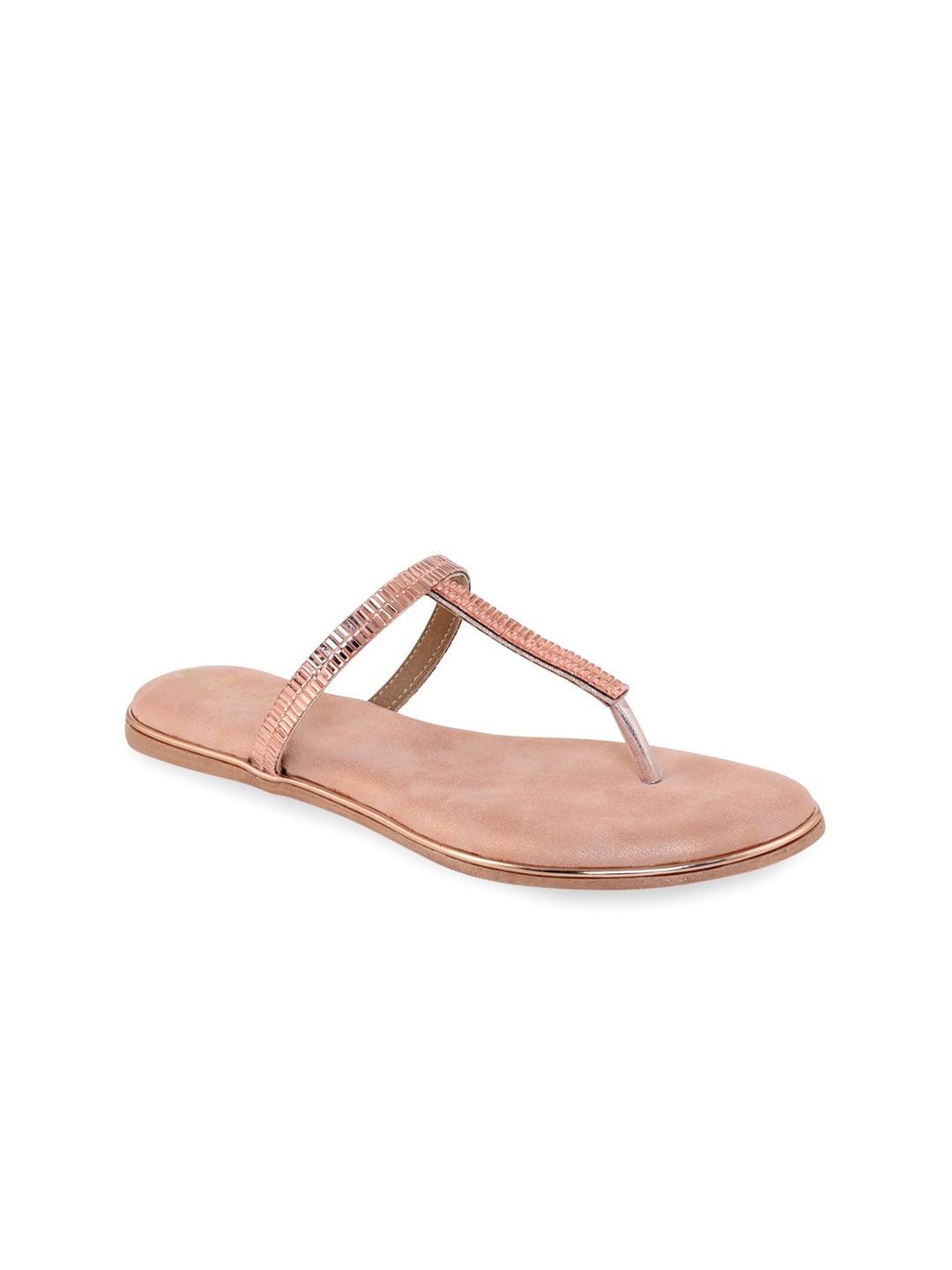 

V-WALK Embellished T- Strap Flats, Rose gold