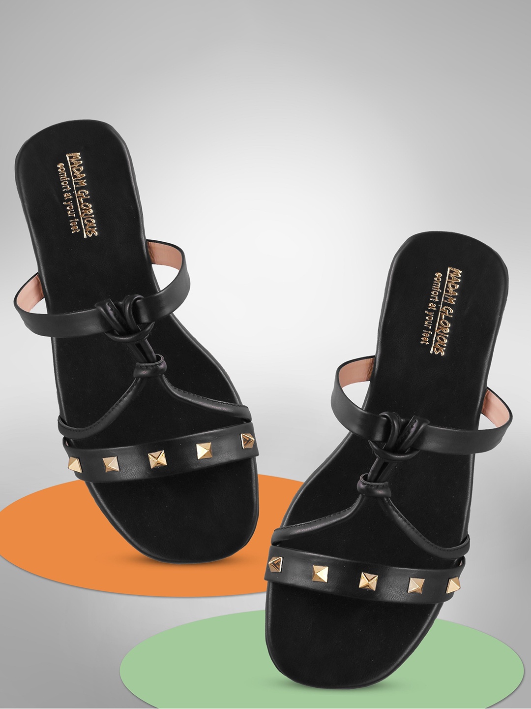 

madam glorious Slip-On Open Toe Flats, Black