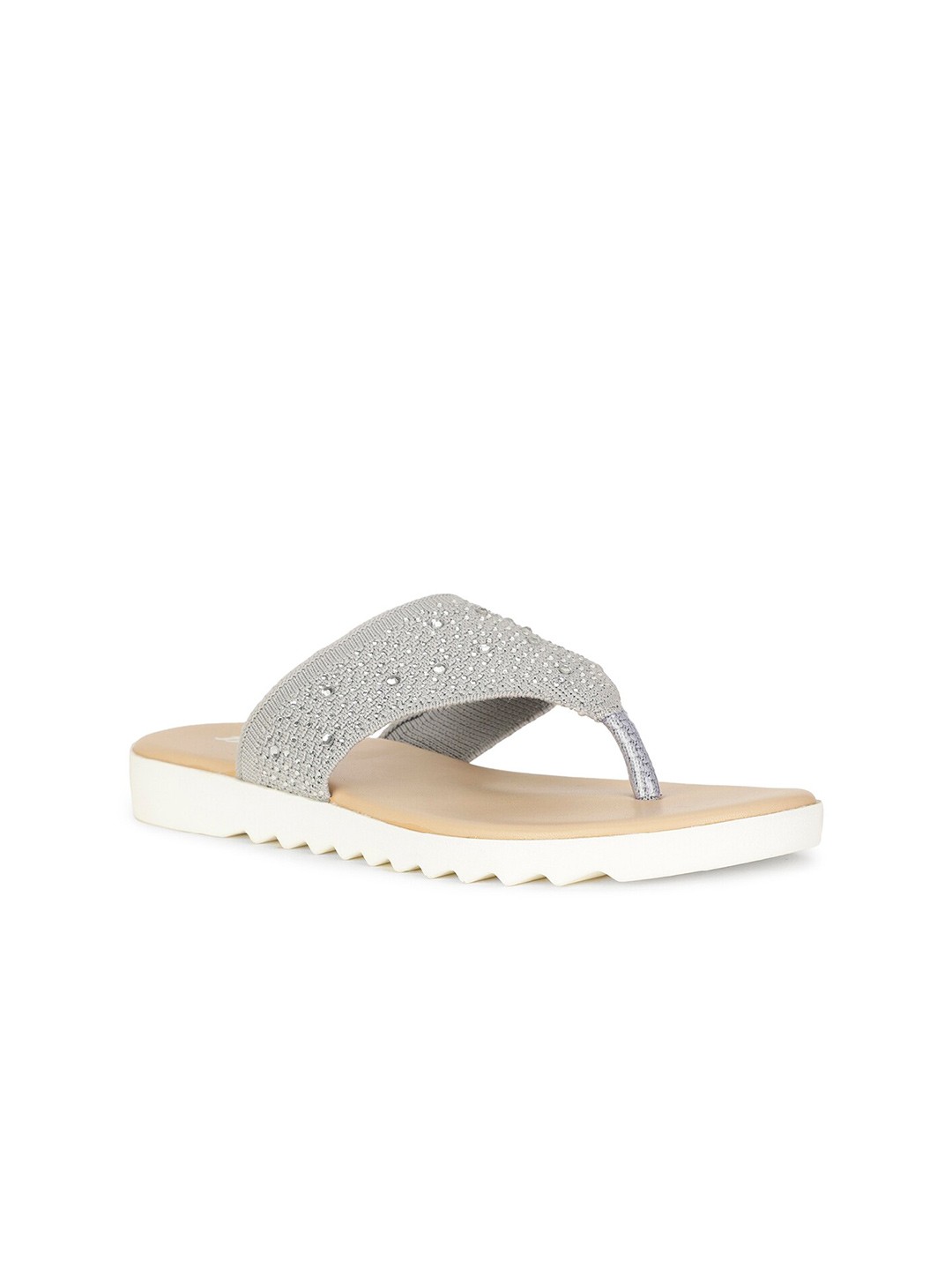 

Bata Embellished T-Strap Flats, Grey