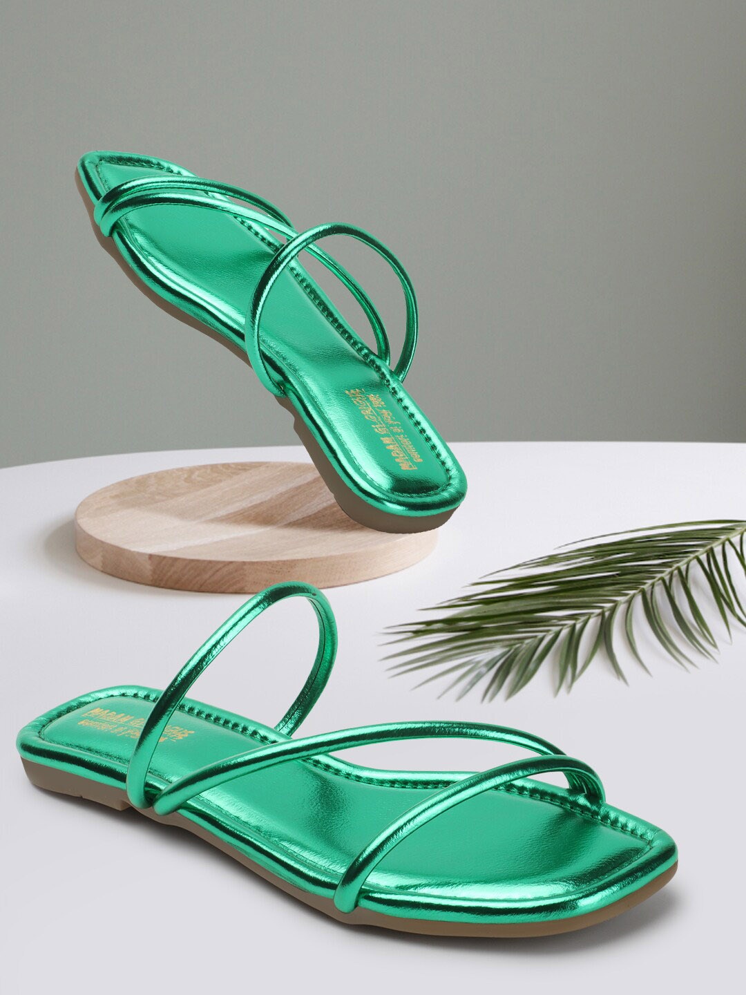 

madam glorious Strappy Open Toe Flats, Green