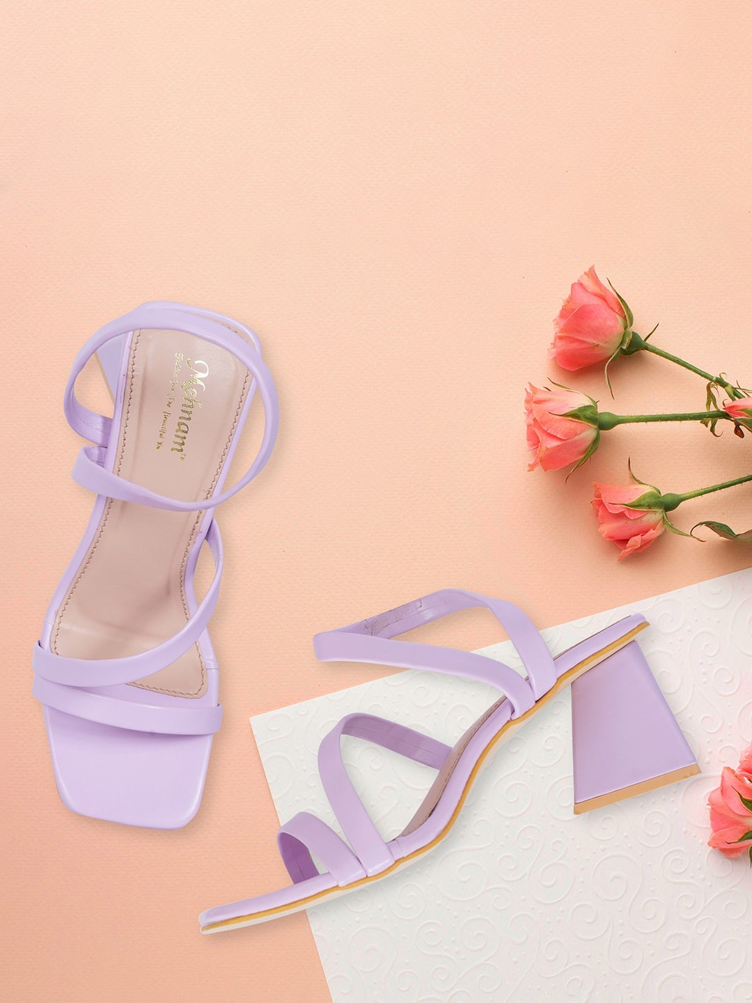 

MEHNAM Open Toe Synthetic Block Heels, Purple