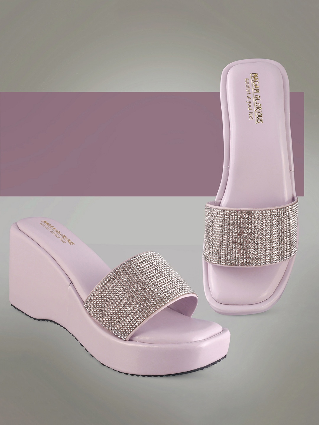 

madam glorious Embellished Wedge Heels, Lavender