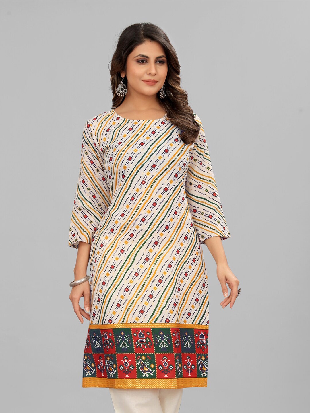 

Riti Geometric Printed Pure Cotton Straight Kurta, Yellow