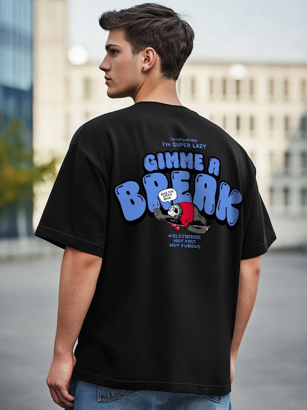 Bewakoof Graphic Printed Oversized Pure Cotton T-shirt, Black