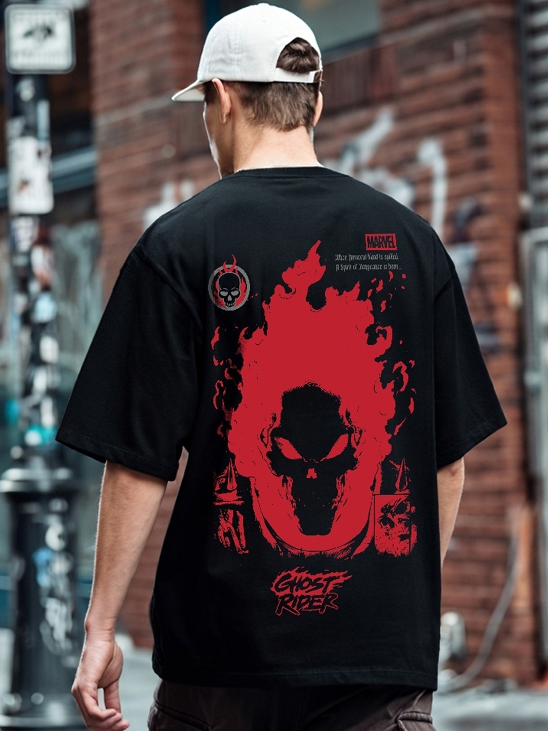 

Bewakoof X Official Marvel Merchandise Ghost Rider Spirit of Vengeance Oversized T-shirt, Black