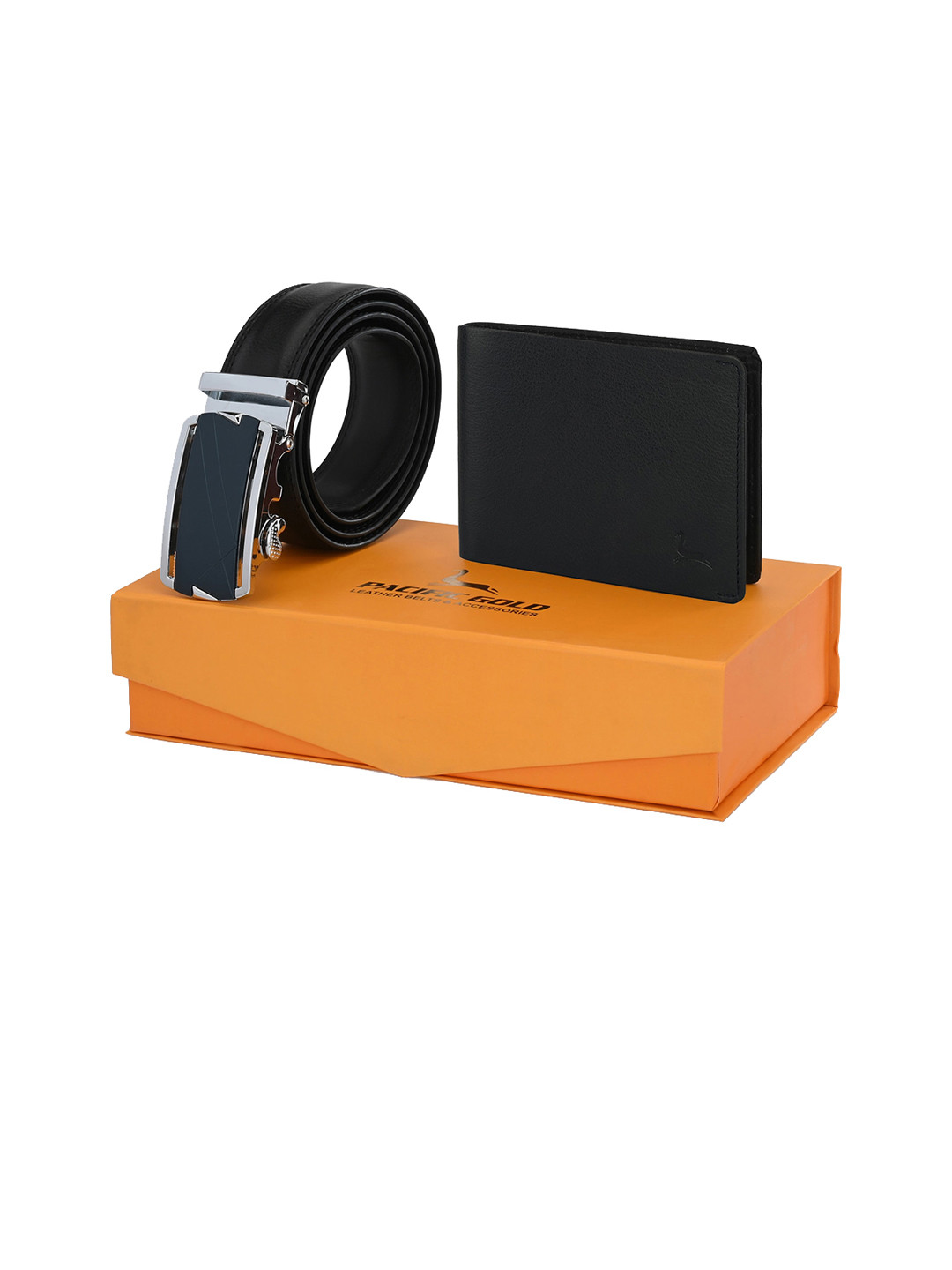 

Pacific Gold Men Leather Accessory Gift Set, Black