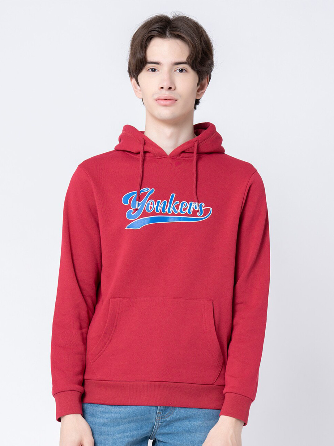 

Red Tape Typography Printed Hooded Pullover Sweatshirt
