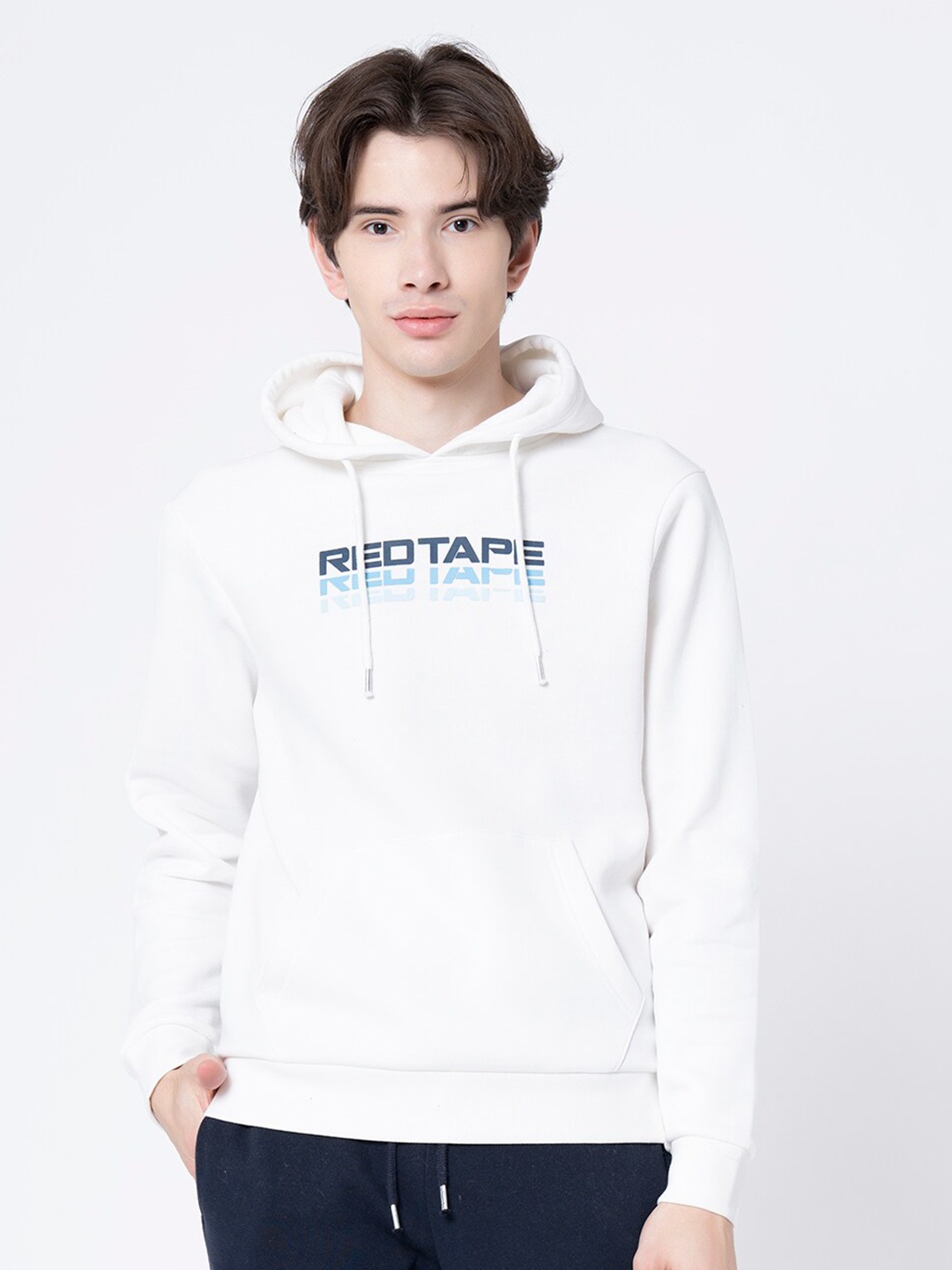 

Red Tape Men Graphic Print Hooded Sweatshirt, Off white