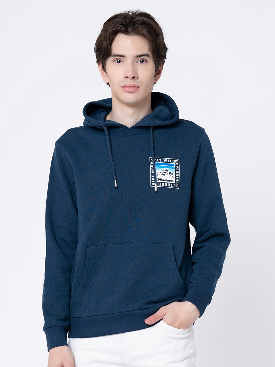 

Red Tape Men Graphic Print Hooded Sweatshirt, Navy blue