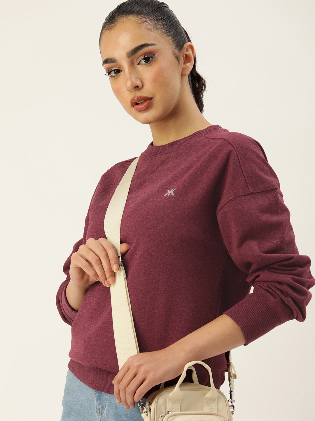 

Kook N Keech Women Solid Pullover Sweatshirt, Maroon