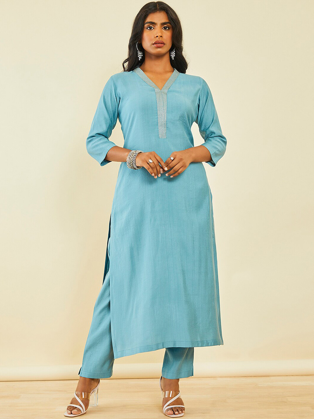 

Soch Thread Work Kurta with Trousers, Grey