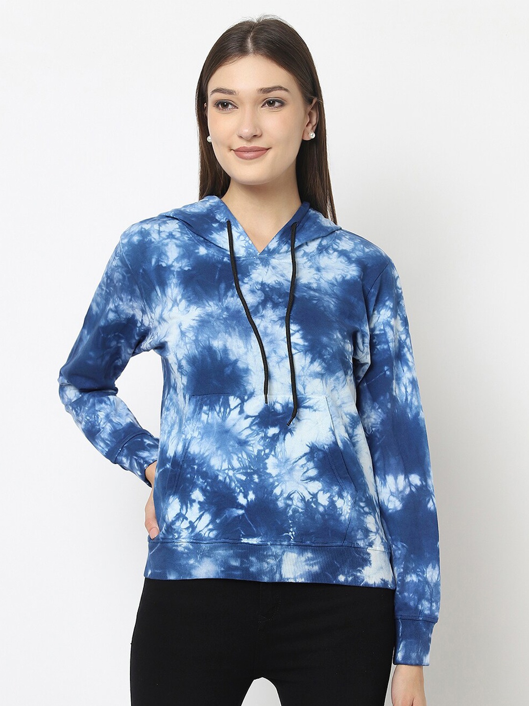 

VISO Abstract Printed Hooded Pullover Sweatshirt, Blue