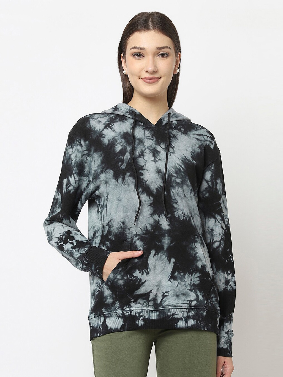 

VISO Abstract Printed Hooded Pullover Sweatshirt, Black