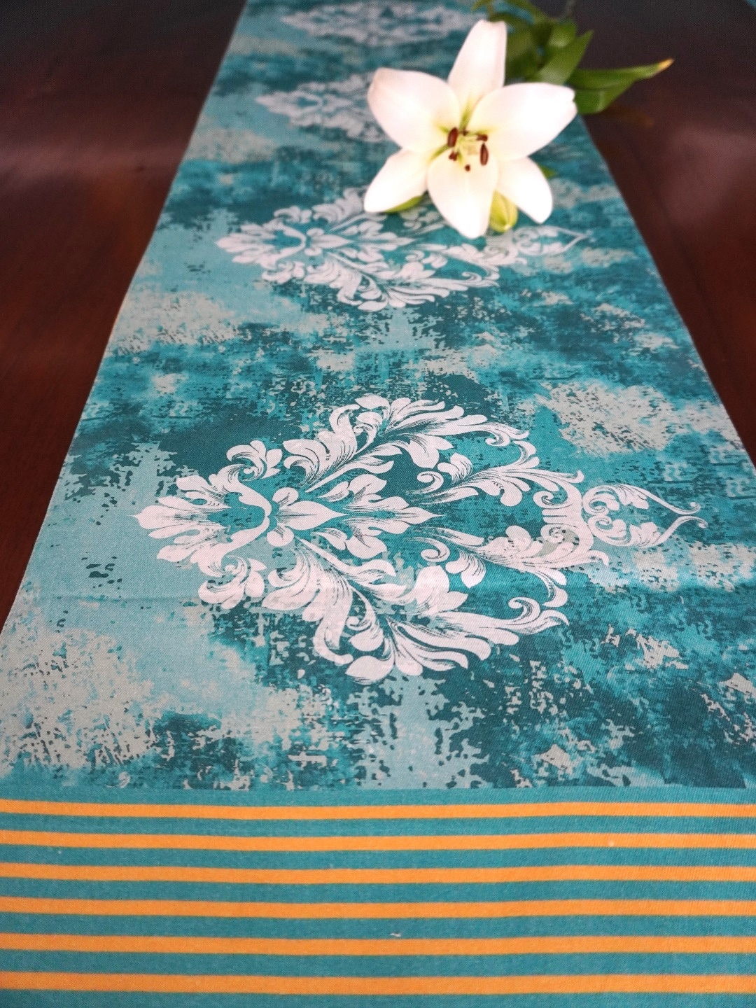 

TARA- Sparkling Homes Blue & White Printed Pure Cotton Reversible Table Runner