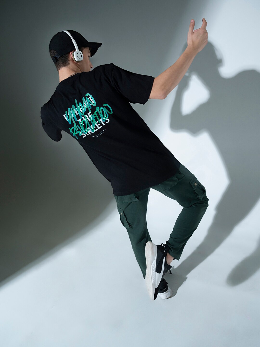 Hubberholme Typography Printed Pure Cotton T-shirt, Black
