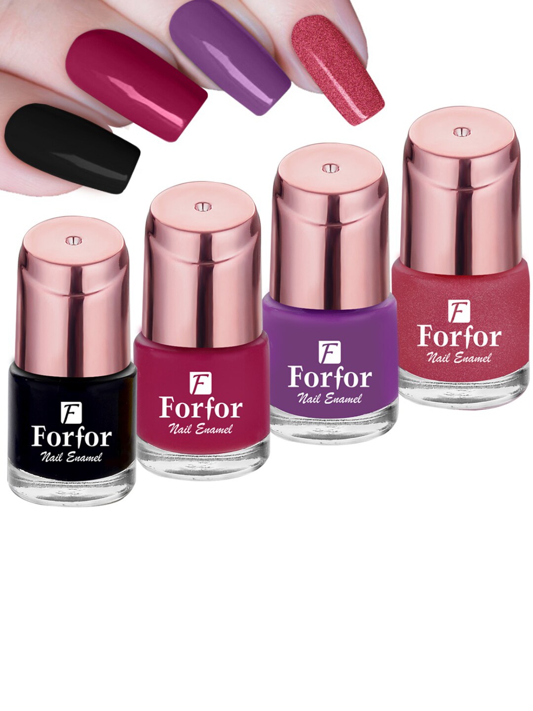 

FORFOR Perfect Stay 4Pcs Glossy Nail Polish - 1118 - 101 - 109 - 108, Black