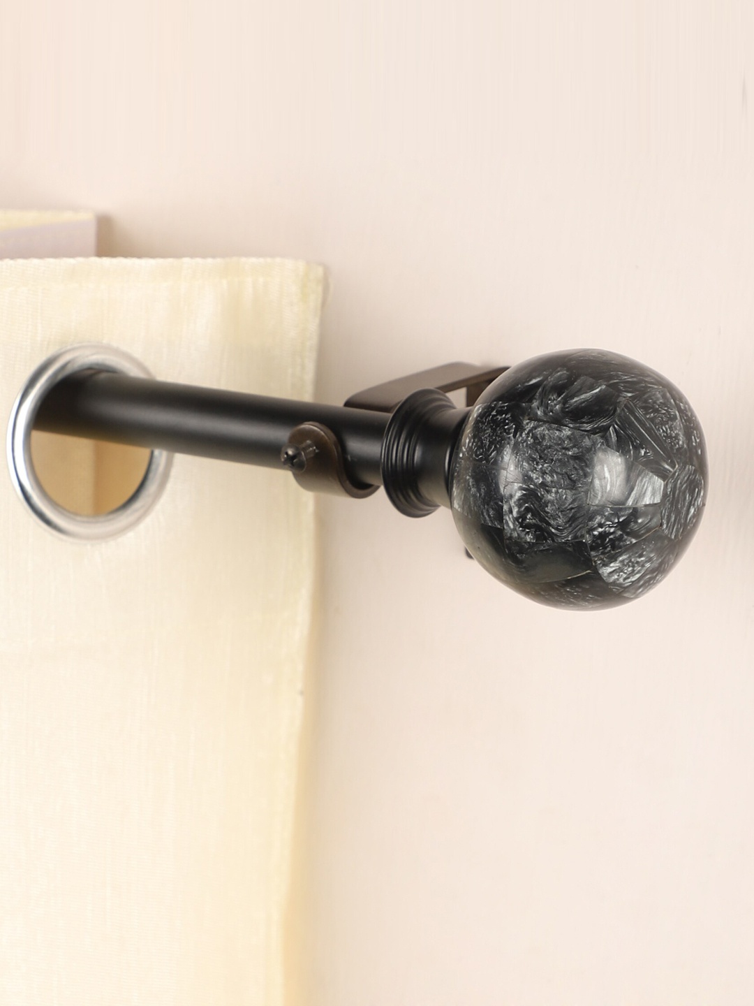 

The Decor Mart Black Printed Curtain Rods With Brackets