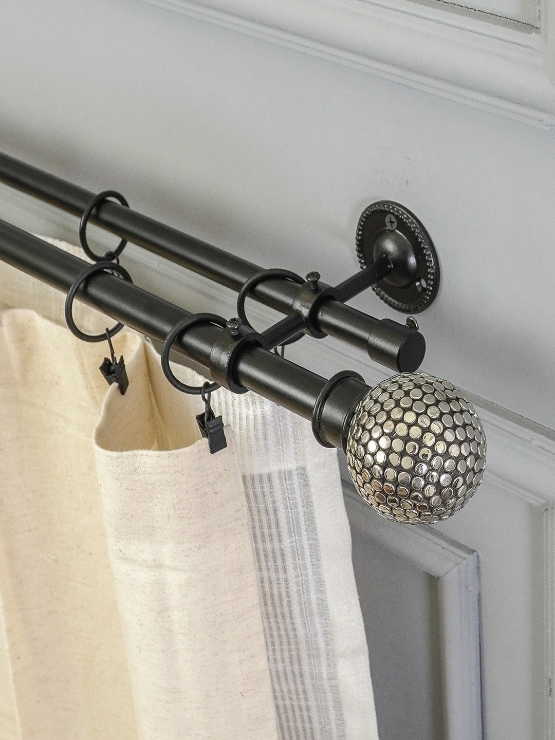 

The Decor Mart Black Iron Curtain Rods With Brackets