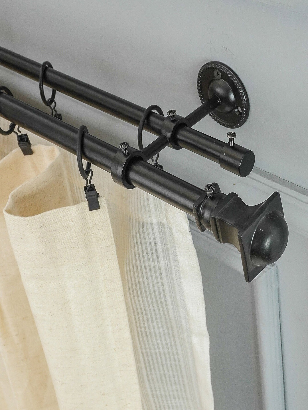 

The Decor Mart Black Iron Curtain Rods With Brackets