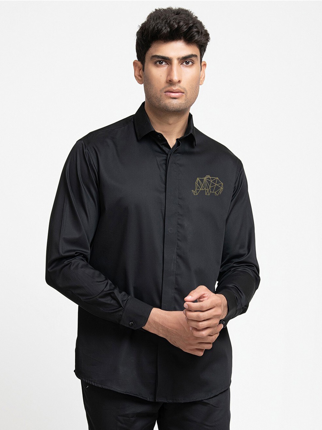 

HILO DESIGN Comfort Opaque Cotton Casual Shirt, Black