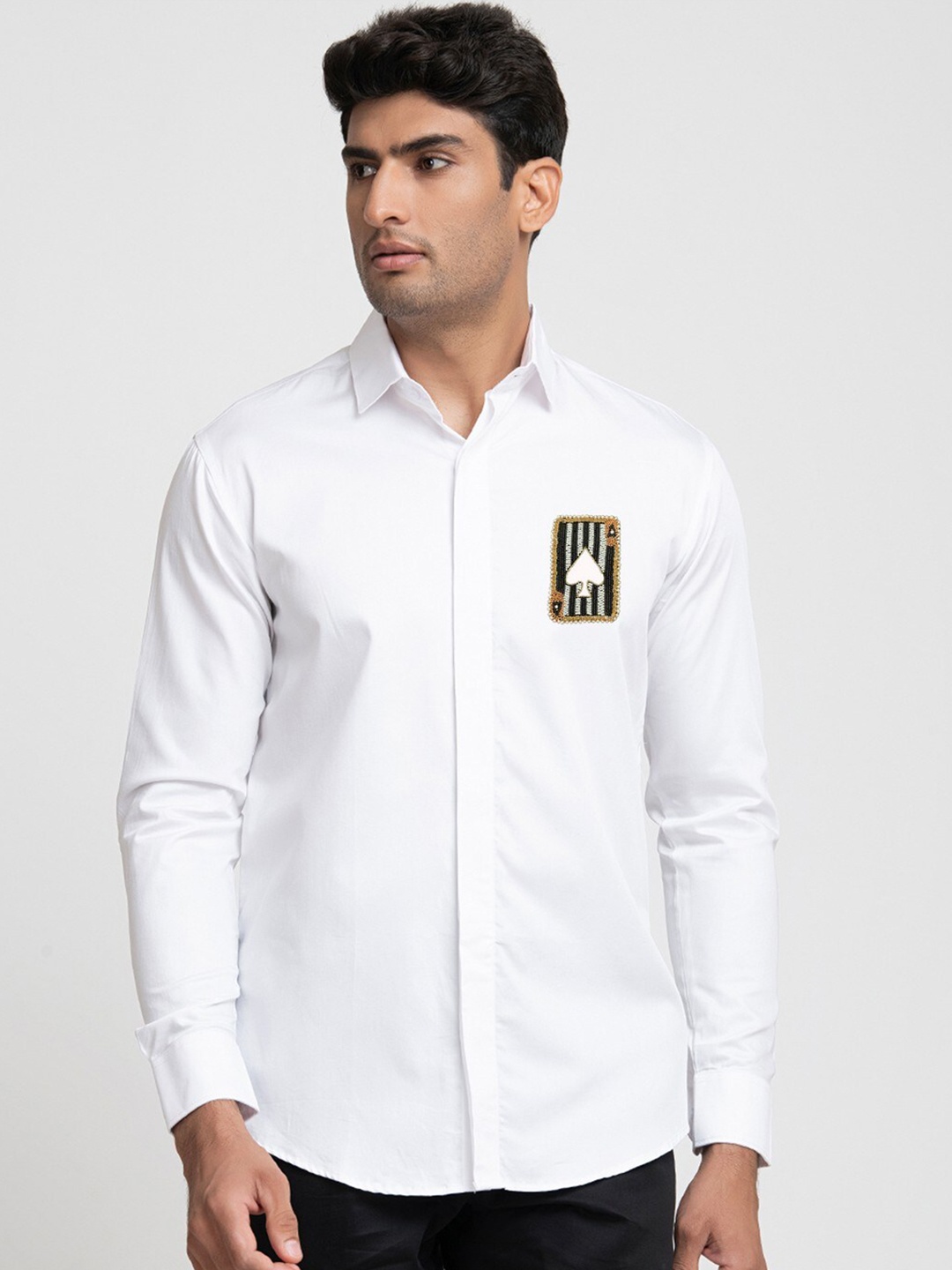 

HILO DESIGN Comfort Opaque Cotton Casual Shirt, White