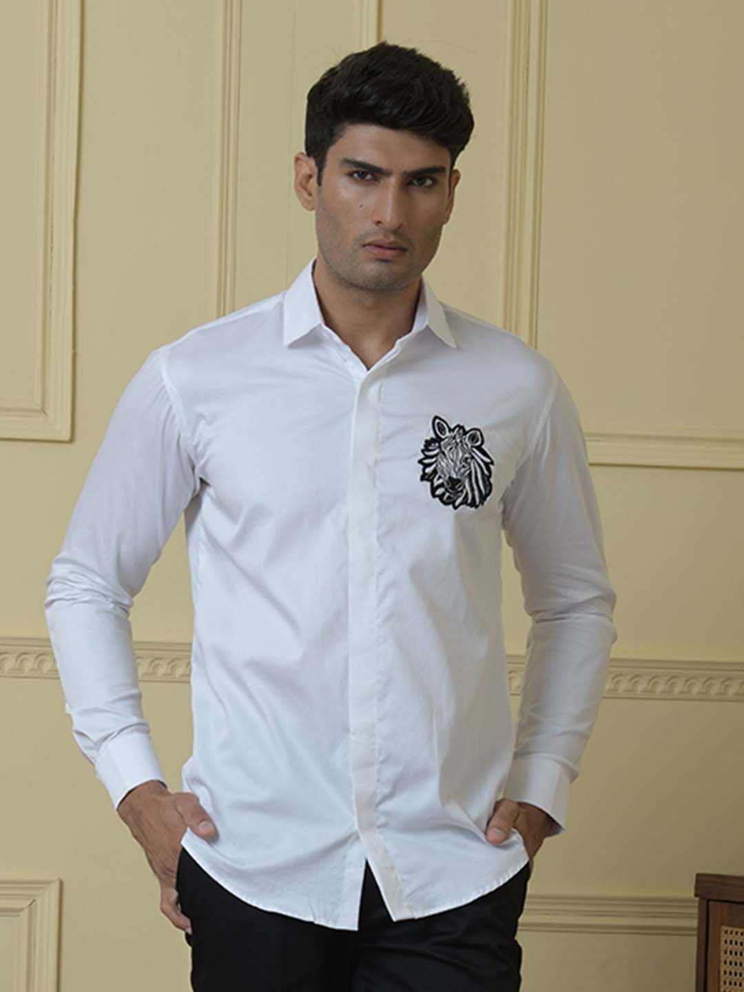 

HILO DESIGN Comfort Opaque Cotton Casual Shirt, White