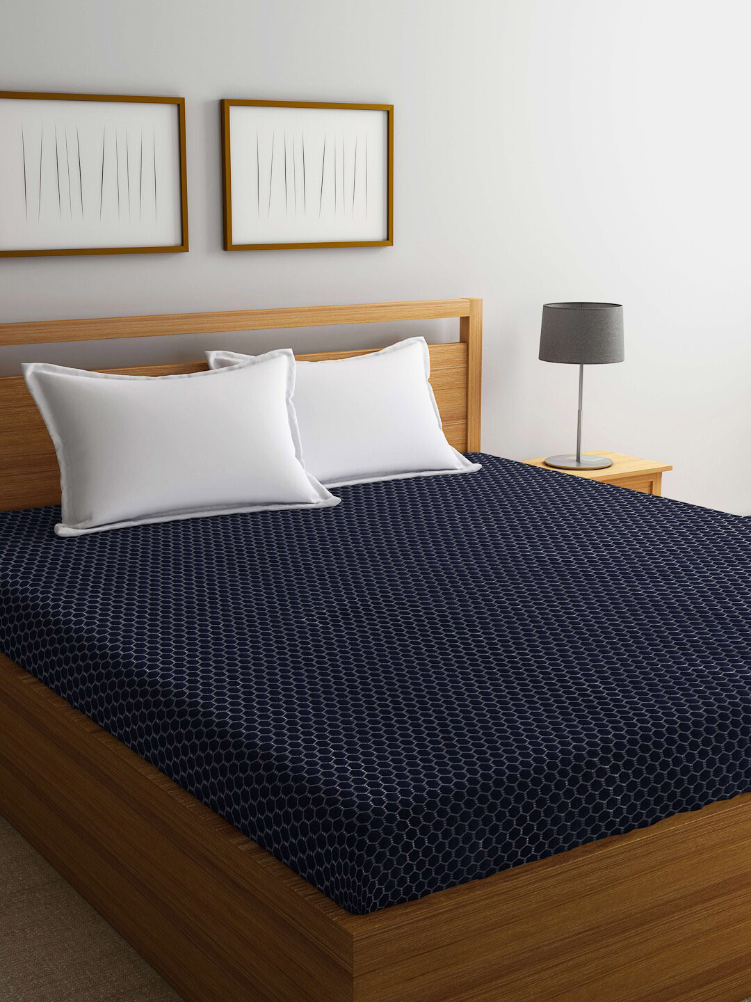 

FABINALIV Blue & White Printed 300 GSM King Bed Waterproof Mattress Protector