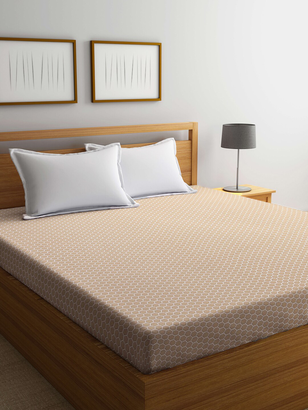 

FABINALIV Beige & White Printed 300 GSM King Bed Waterproof Mattress Protector