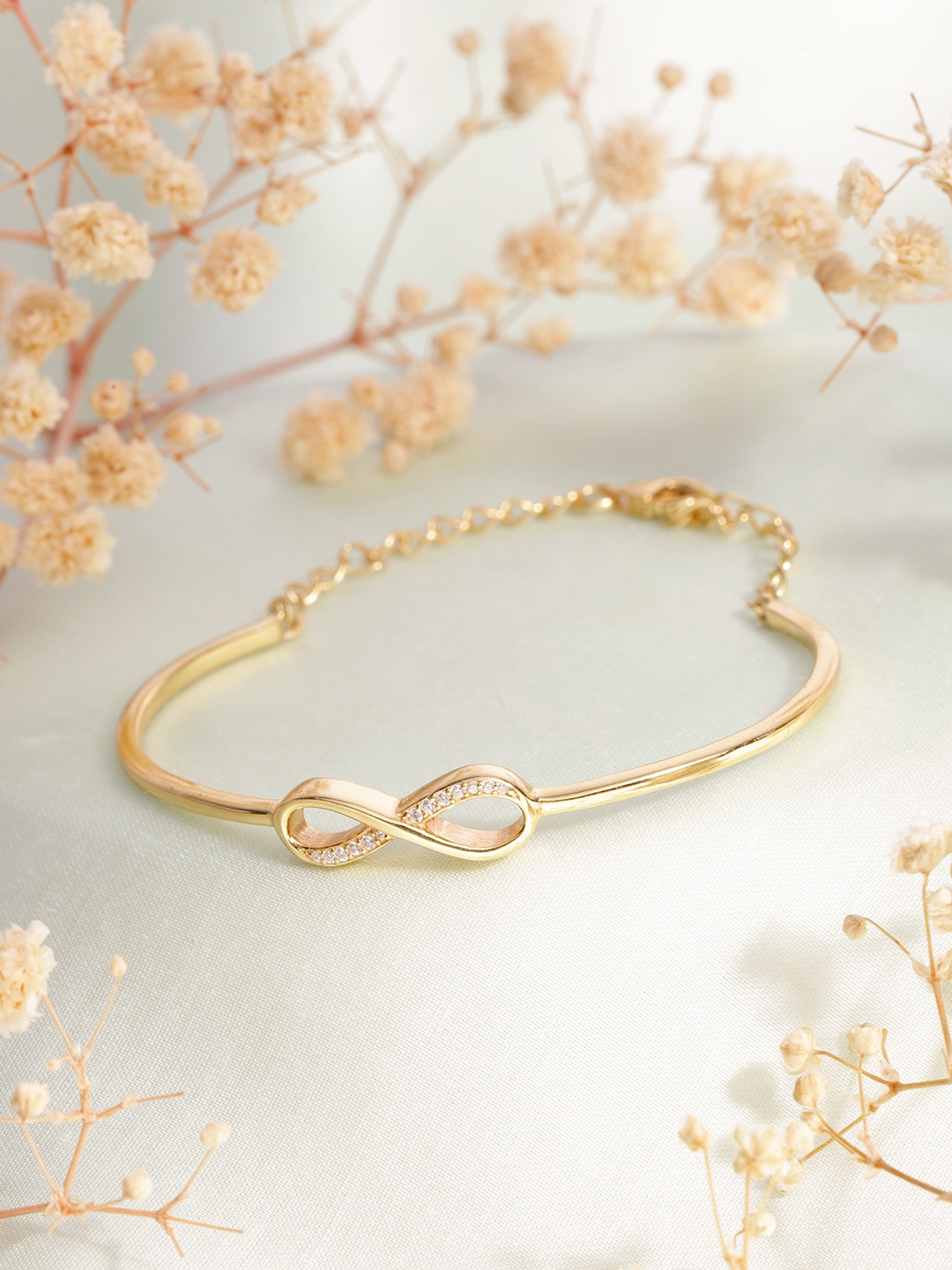 

Zavya Women 925 Pure Sterling Silver CZ-Studded Gold-Plated Wraparound Bracelet