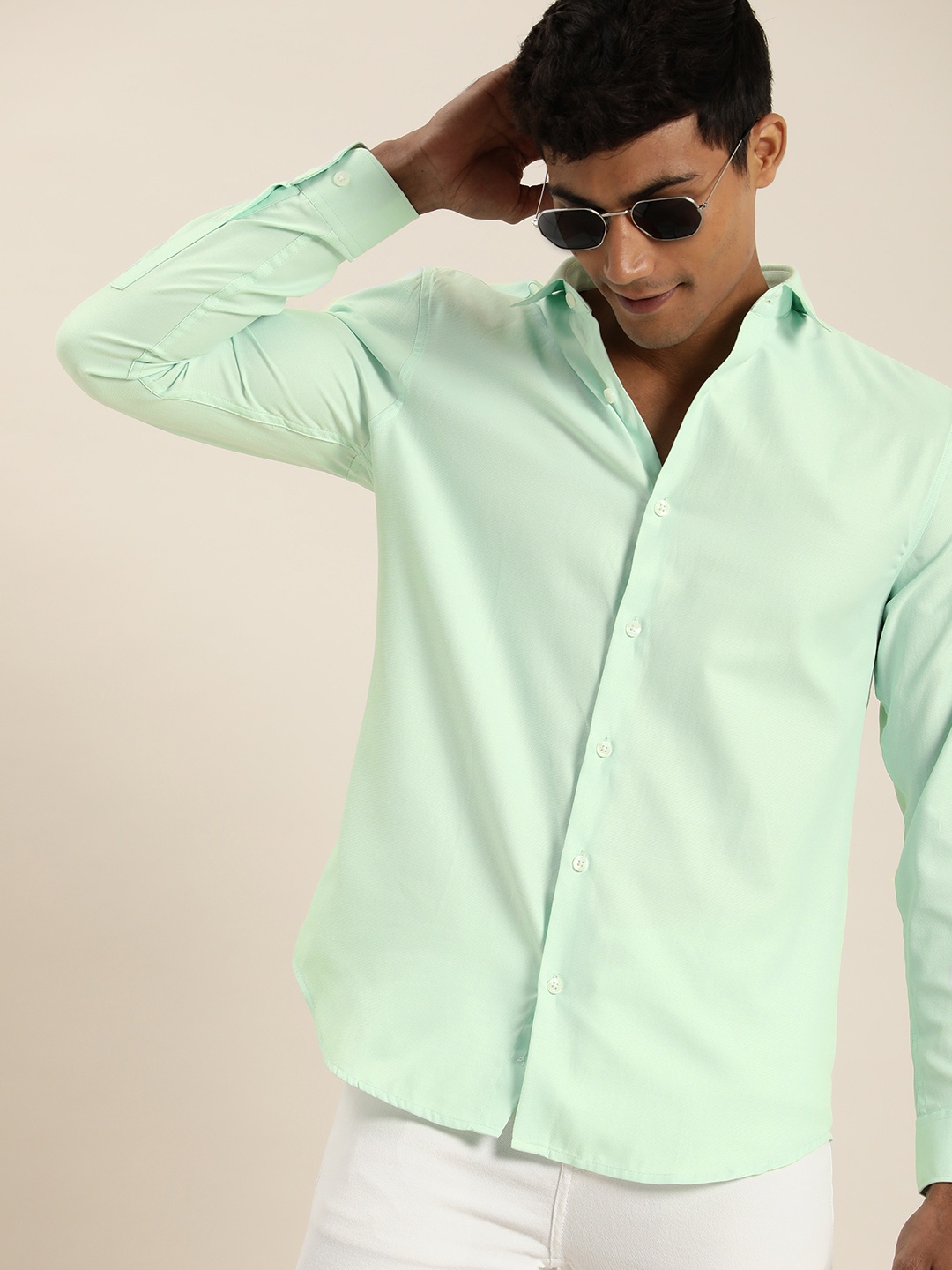 

encore by INVICTUS Men Classic Slim Fit Opaque Casual Shirt, Sea green