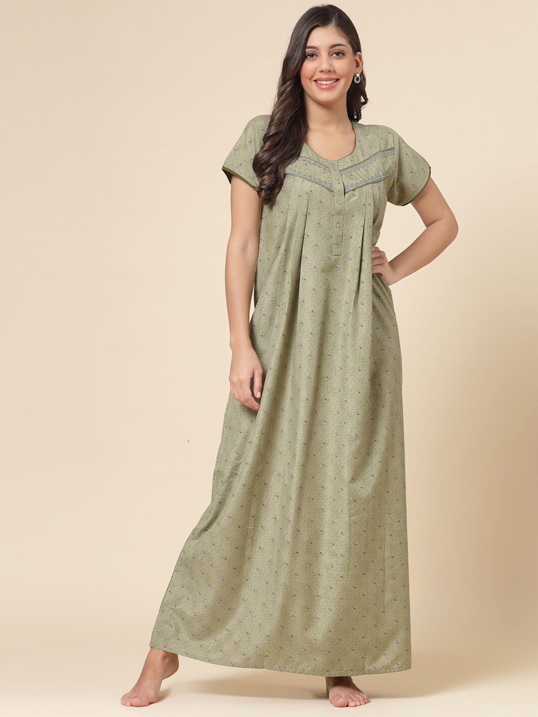 

Sweet Dreams Printed Maxi Nightdress, Olive