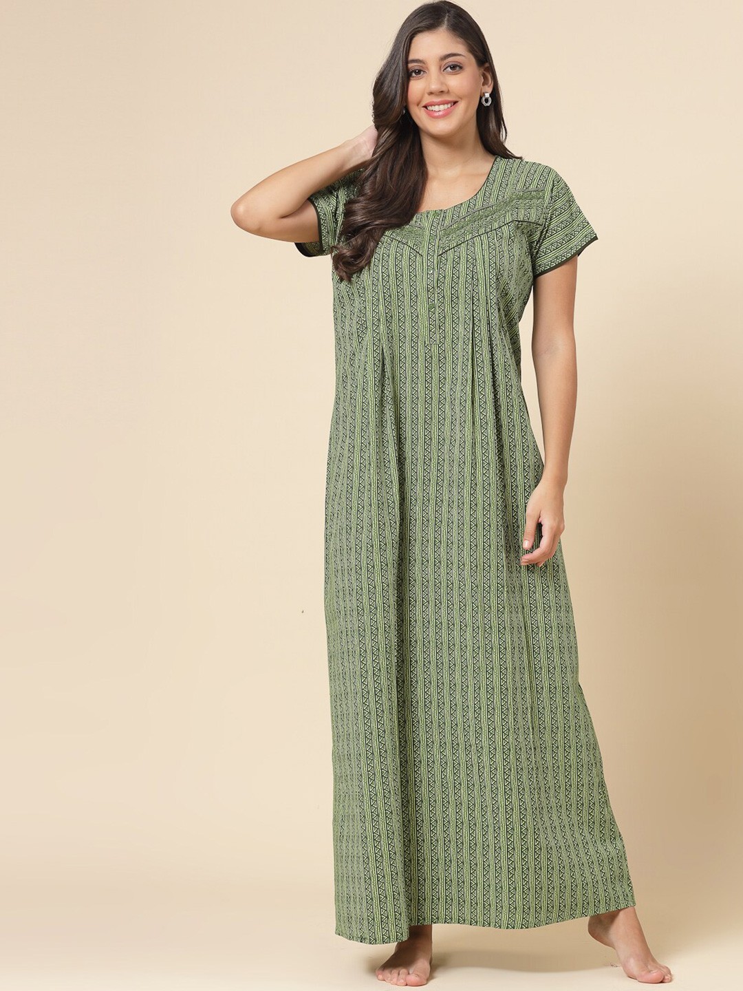 

Sweet Dreams Geometric Printed Maxi Nightdress, Green