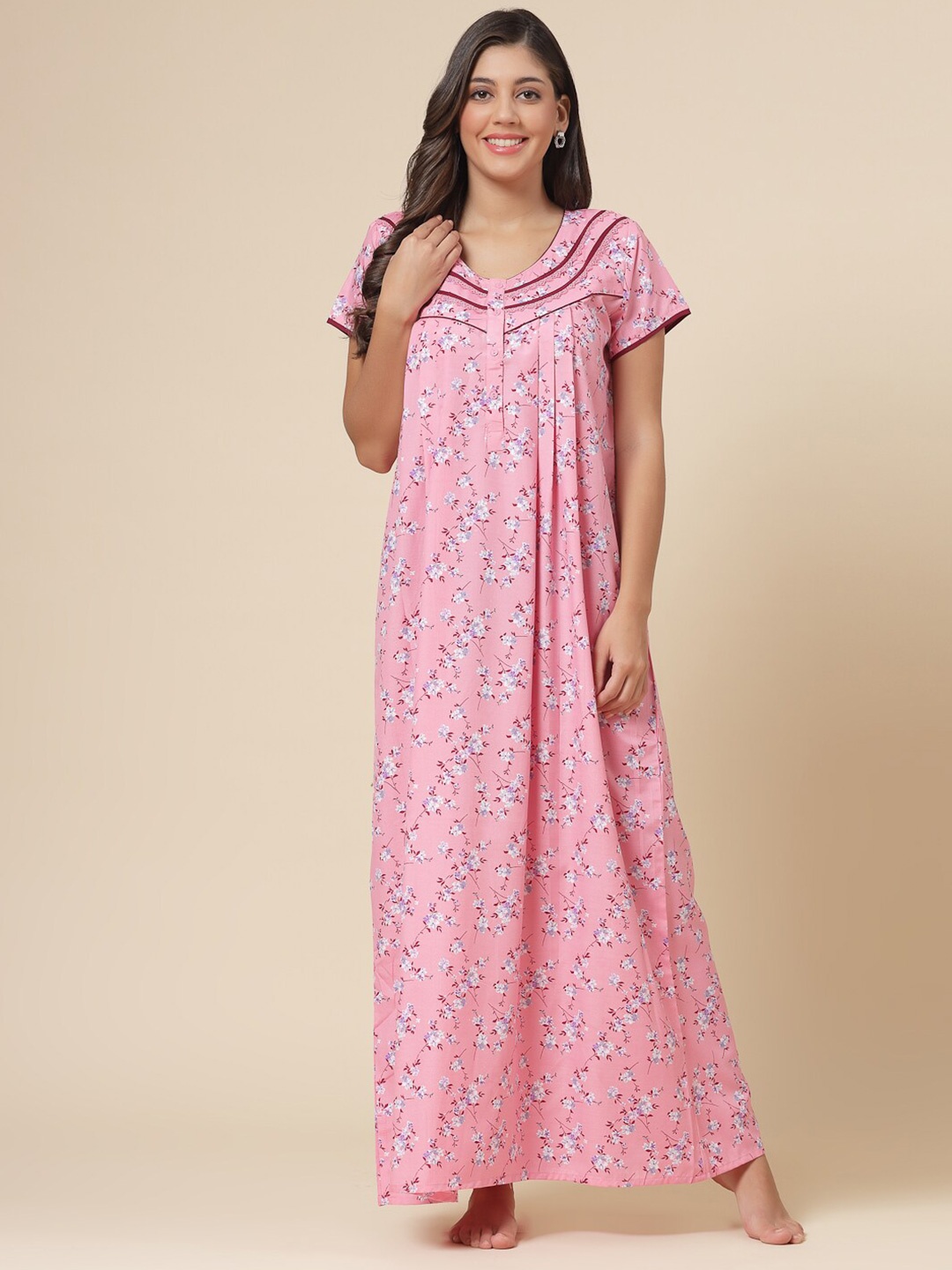 

Sweet Dreams Floral Printed Maxi Nightdress, Pink