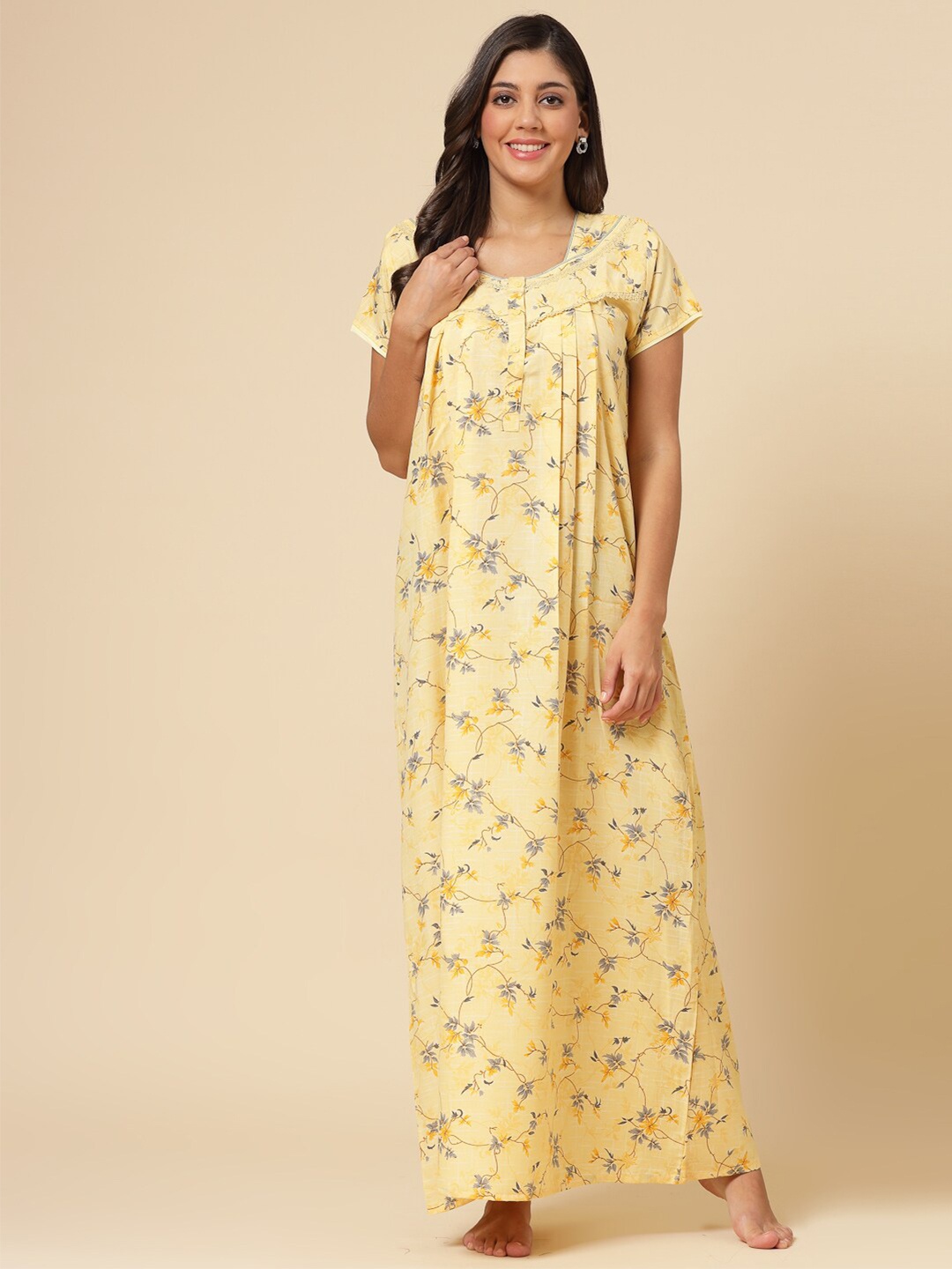

Sweet Dreams Floral Printed Maxi Nightdress, Yellow
