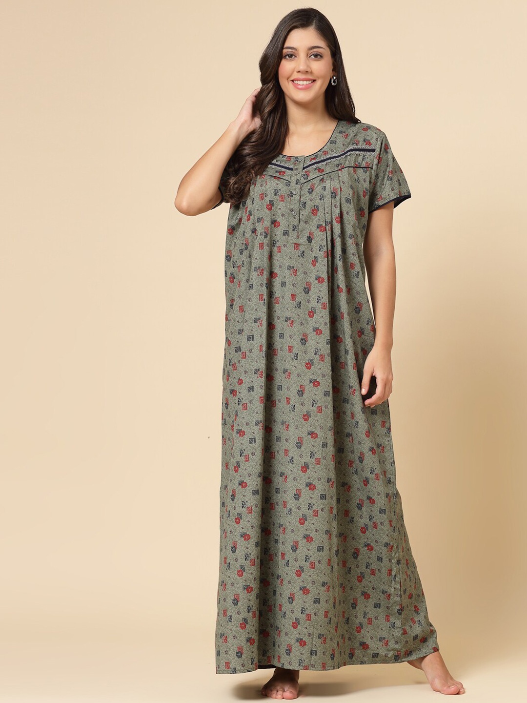 

Sweet Dreams Printed Maxi Nightdress, Olive