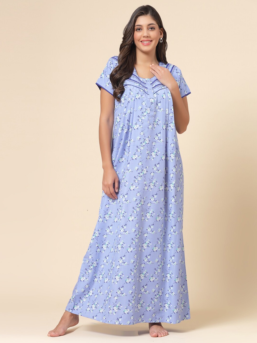 

Sweet Dreams Printed Maxi Nightdress, Blue