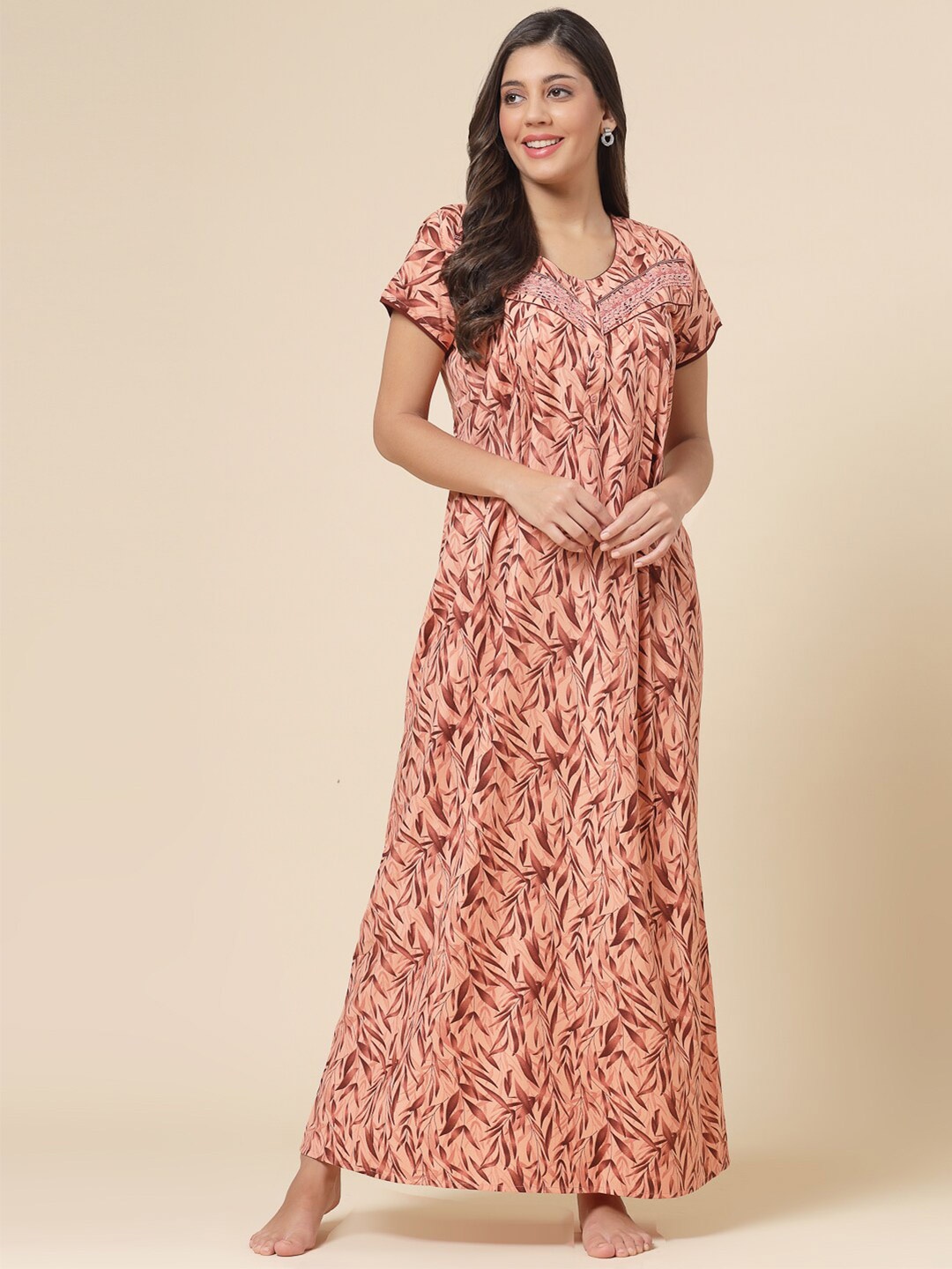 

Sweet Dreams Floral Printed Maxi Nightdress, Brown