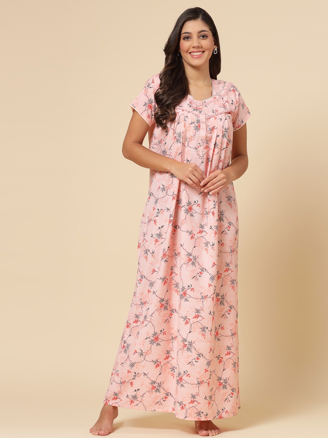 

Sweet Dreams Floral Printed Maxi Nightdress, Pink