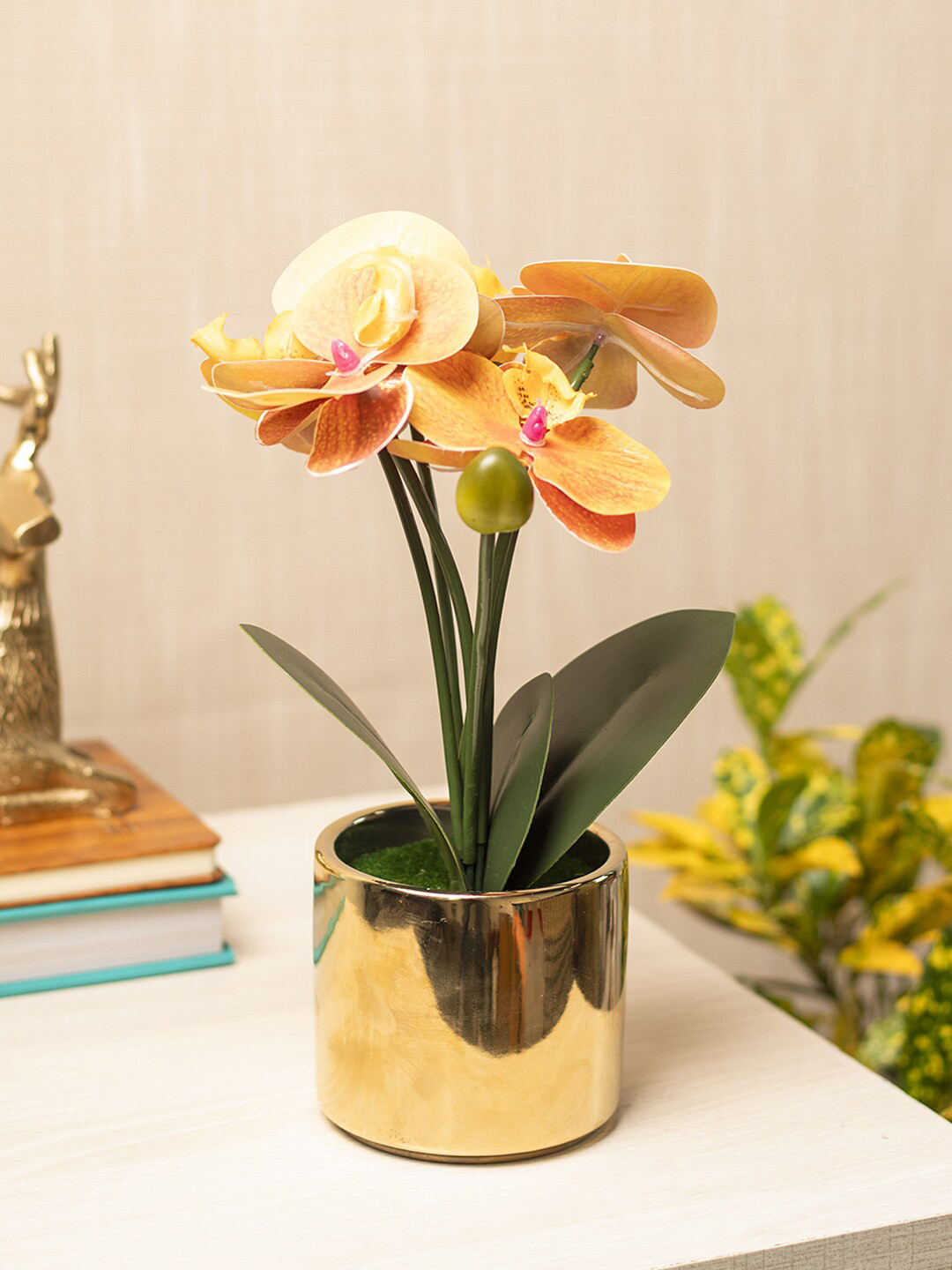 

MARKET99 Orange Artificial Flower With Pot