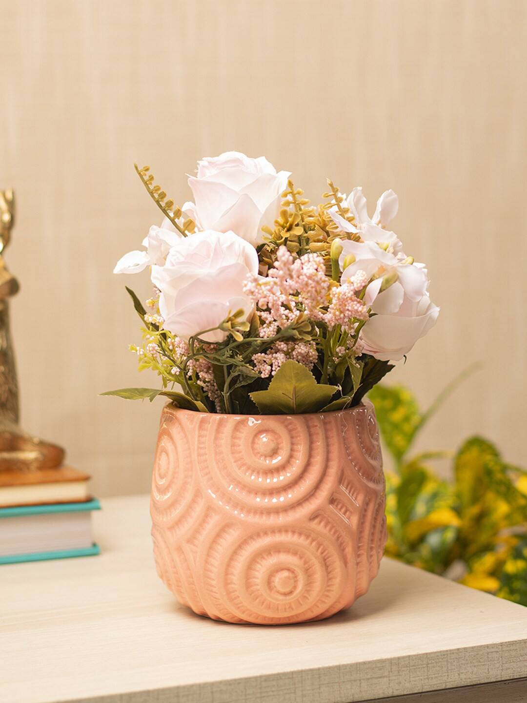 

MARKET99 Pink Artificial Flowers With Pot