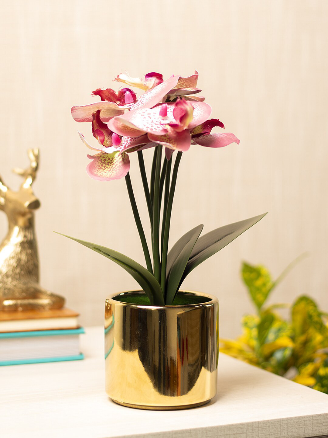 

MARKET99 Pink & Green Artificial Flowers With Pot