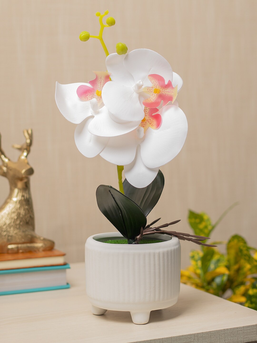 

MARKET99 White & Pink Artificial Flowers With Pot