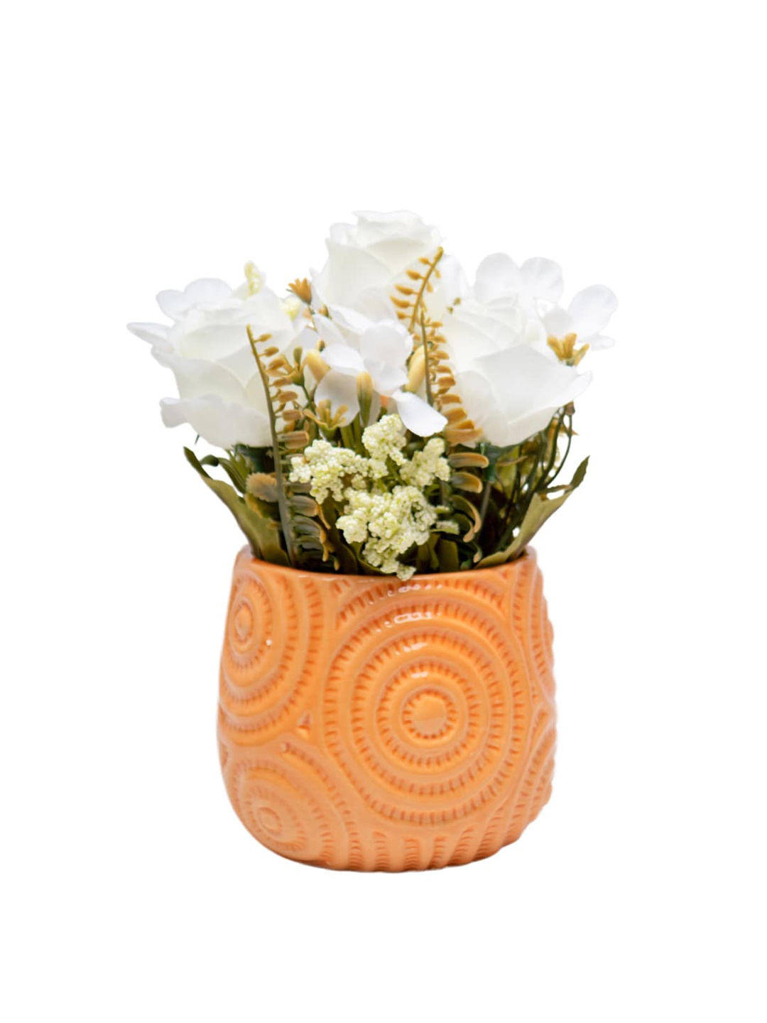 

MARKET99 Orange Coloured & White Artificial Flowers With Pot