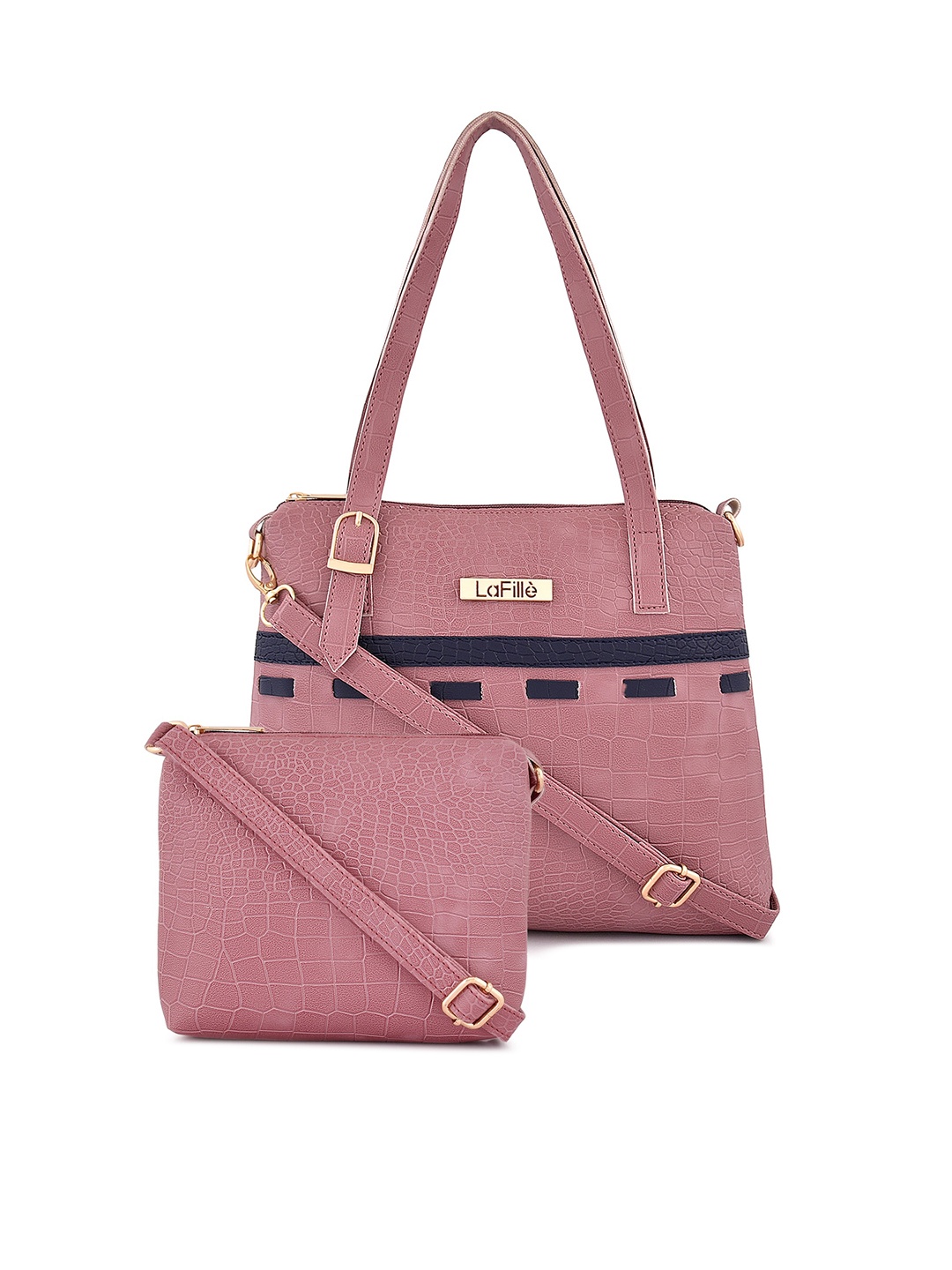 

LaFille Set Of 2 Textured Structured Shoulder Bag, Pink