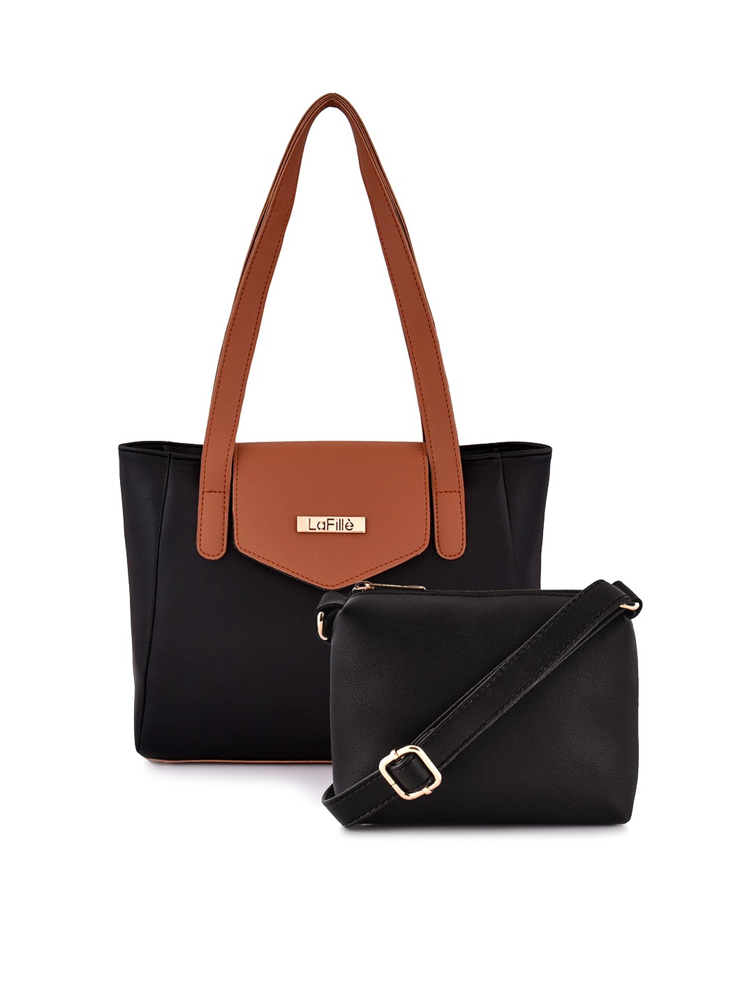 

LaFille Set Of 2 Colourblocked Structured Shoulder Bag, Black
