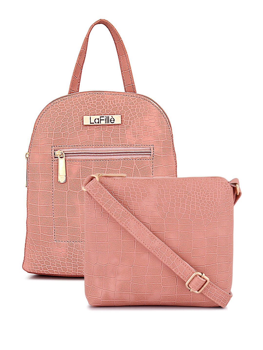 

LaFille Women Set Of 2 Textured Backpack, Peach