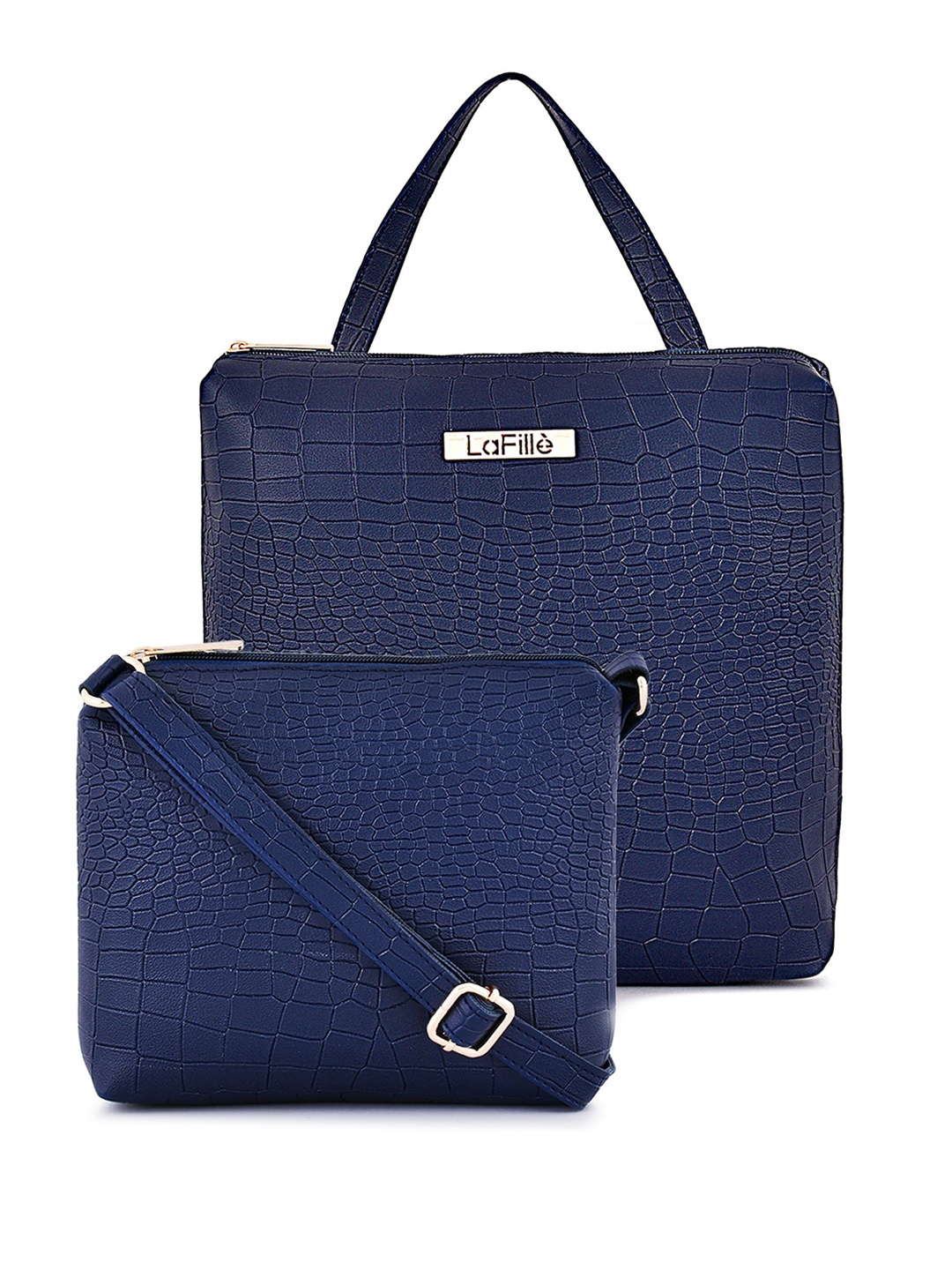 

LaFille Women Set Of 2 Textured Backpack, Navy blue