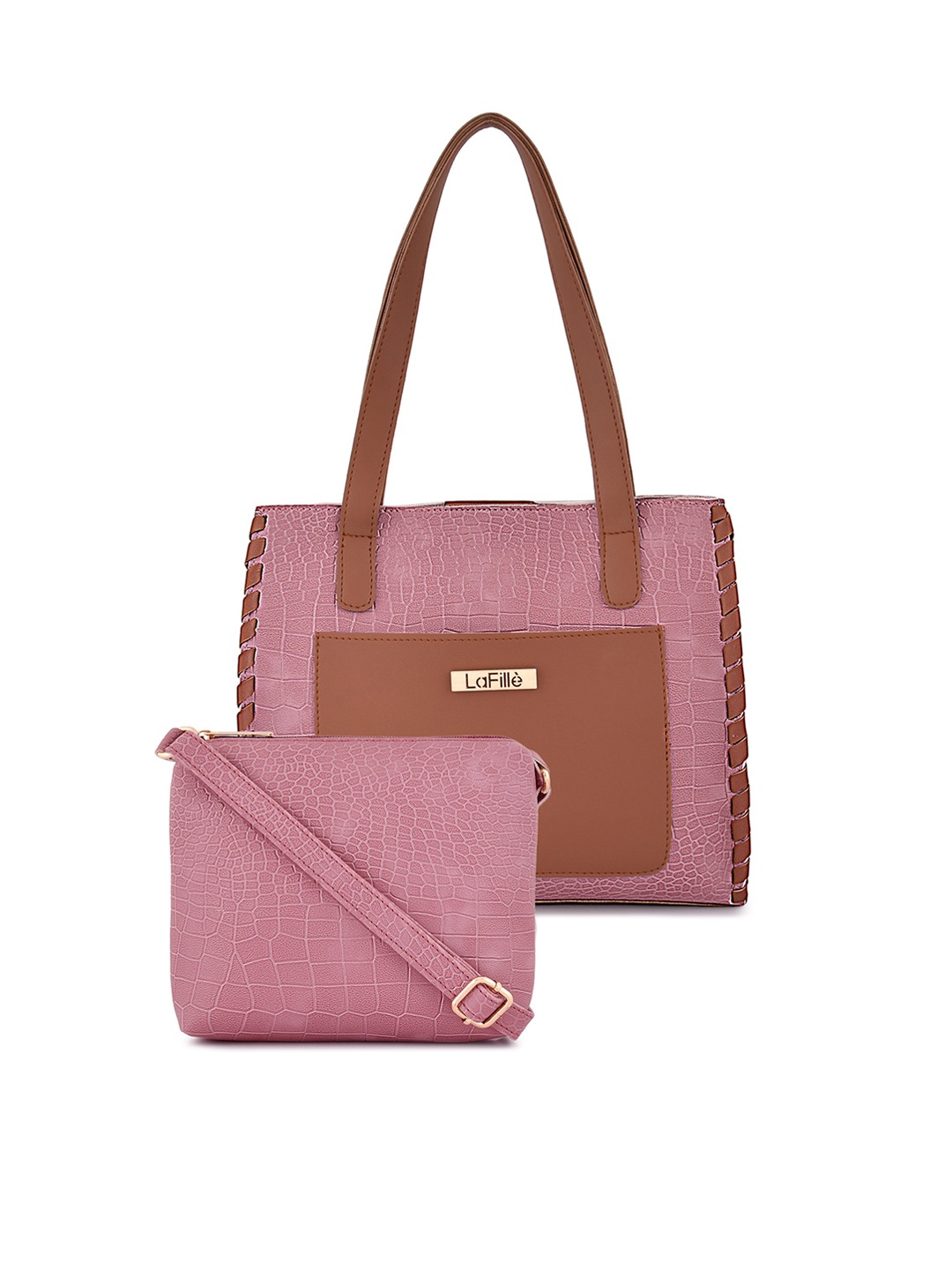 

LaFille Structured Handheld Bag With Cut Work, Purple