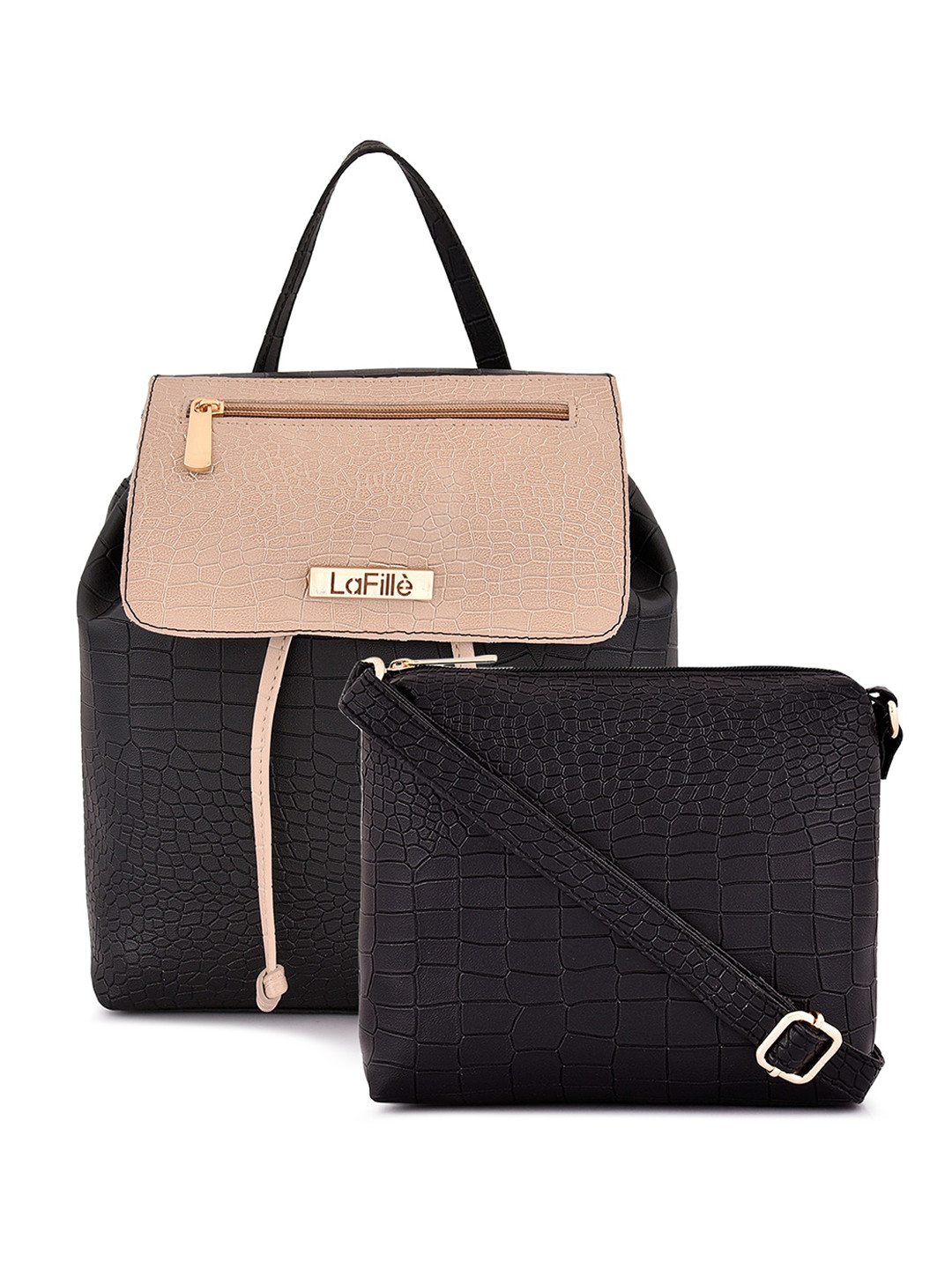 

LaFille Structured Handheld Bag with Quilted, Black